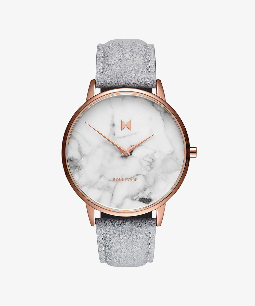 MVMT Leather Boulevard Analog White Dial Women Watch