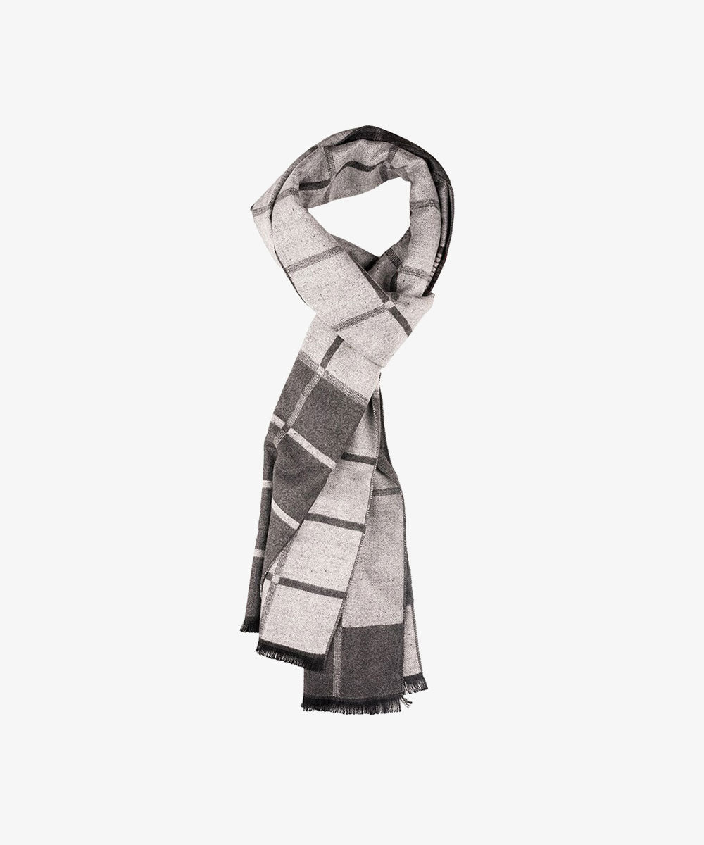Men Striped Woolen Scarf With Frayed Border