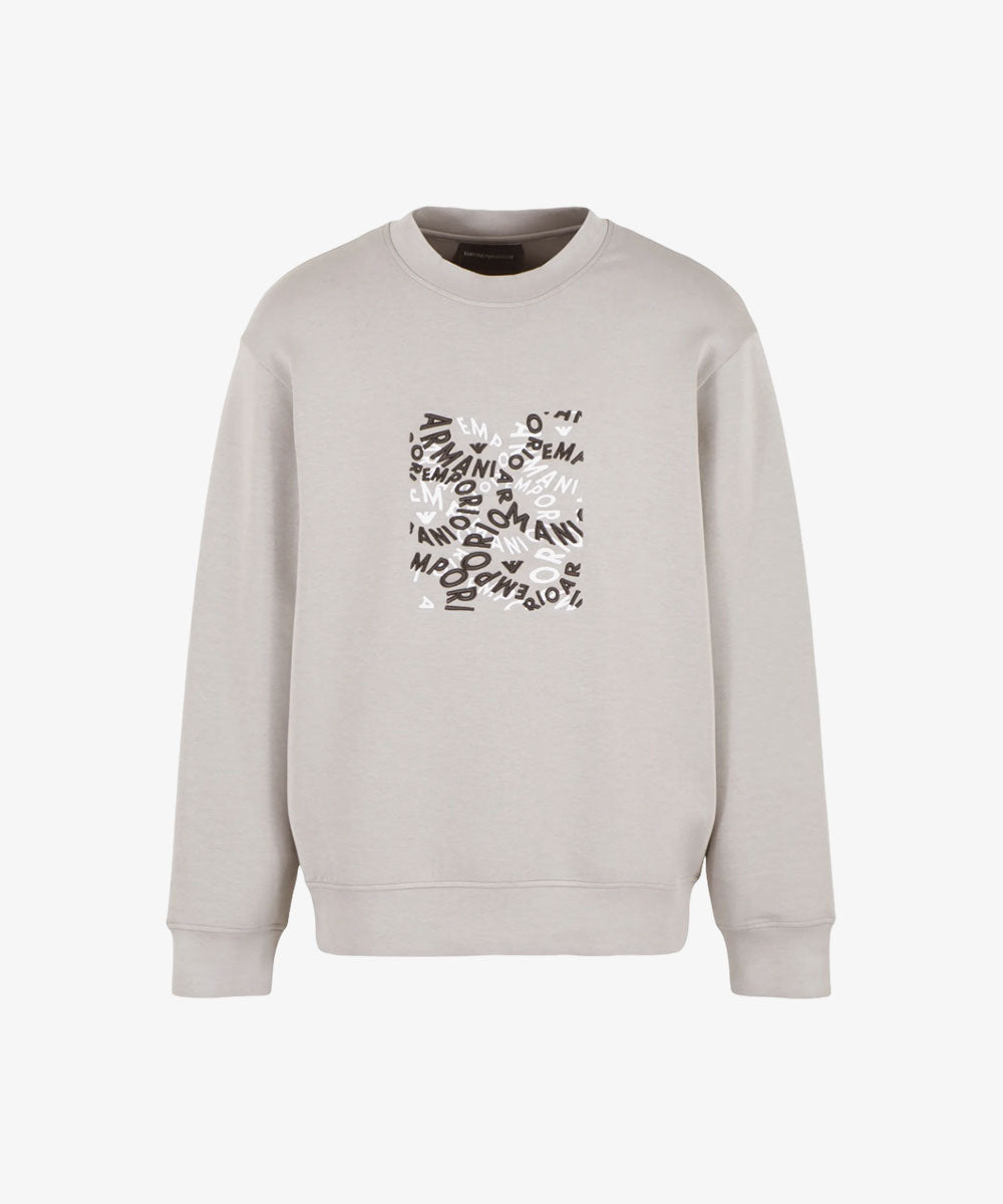 Emporio Armani Men's Grey Box Multi Logo Sweatshirt