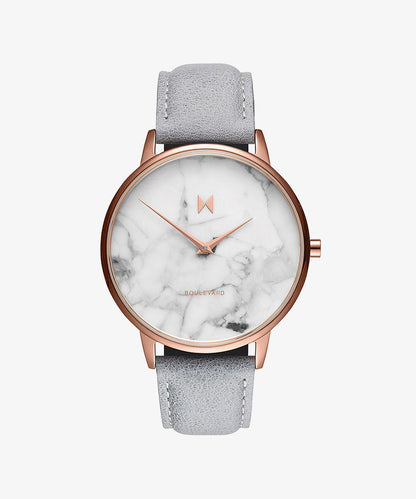 MVMT Leather Boulevard Analog White Dial Women Watch