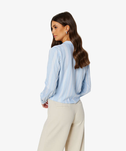 Bubbleroom KNOT L/S Viscose Shirt - Button-Down Blouse - Light Blue