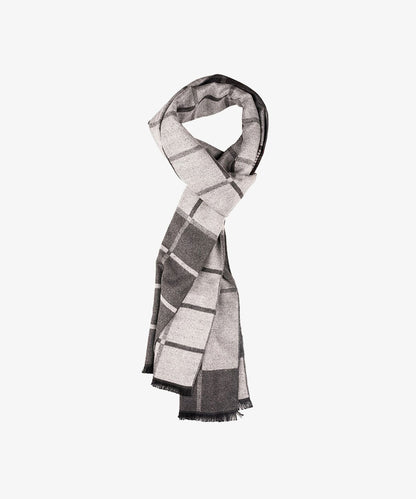 Men Striped Woolen Scarf With Frayed Border