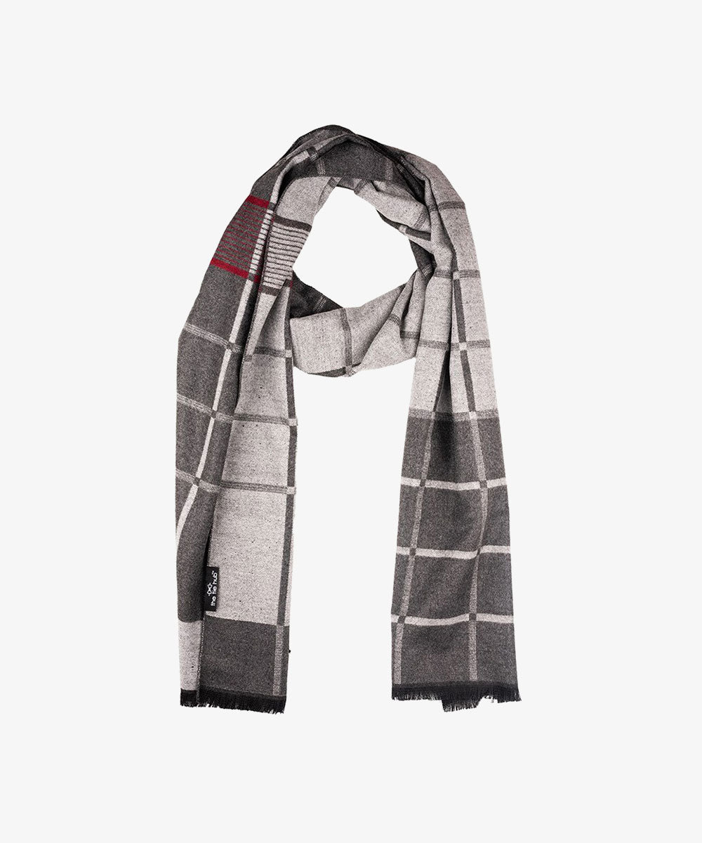 Men Striped Woolen Scarf With Frayed Border