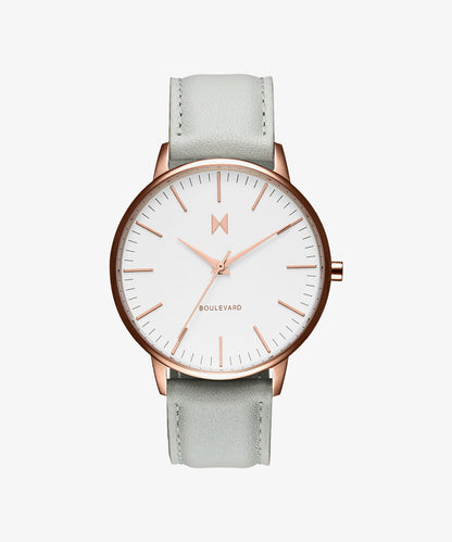 MVMT Leather Boulevard Analog White Dial Women Watch