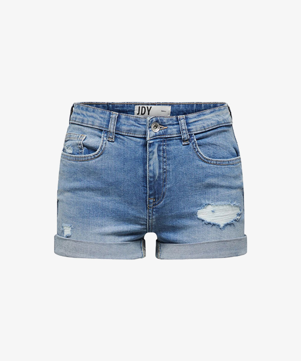 LookbookStore Women's Distressed Jeans Ripped Denim Shorts, Sodalite Blue