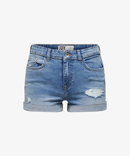 LookbookStore Women's Distressed Jeans Ripped Denim Shorts, Sodalite Blue