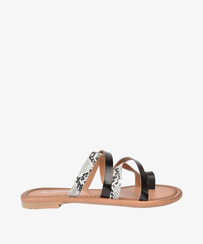 Reptilian Toe-Ring Slip-On Sandals For Women
